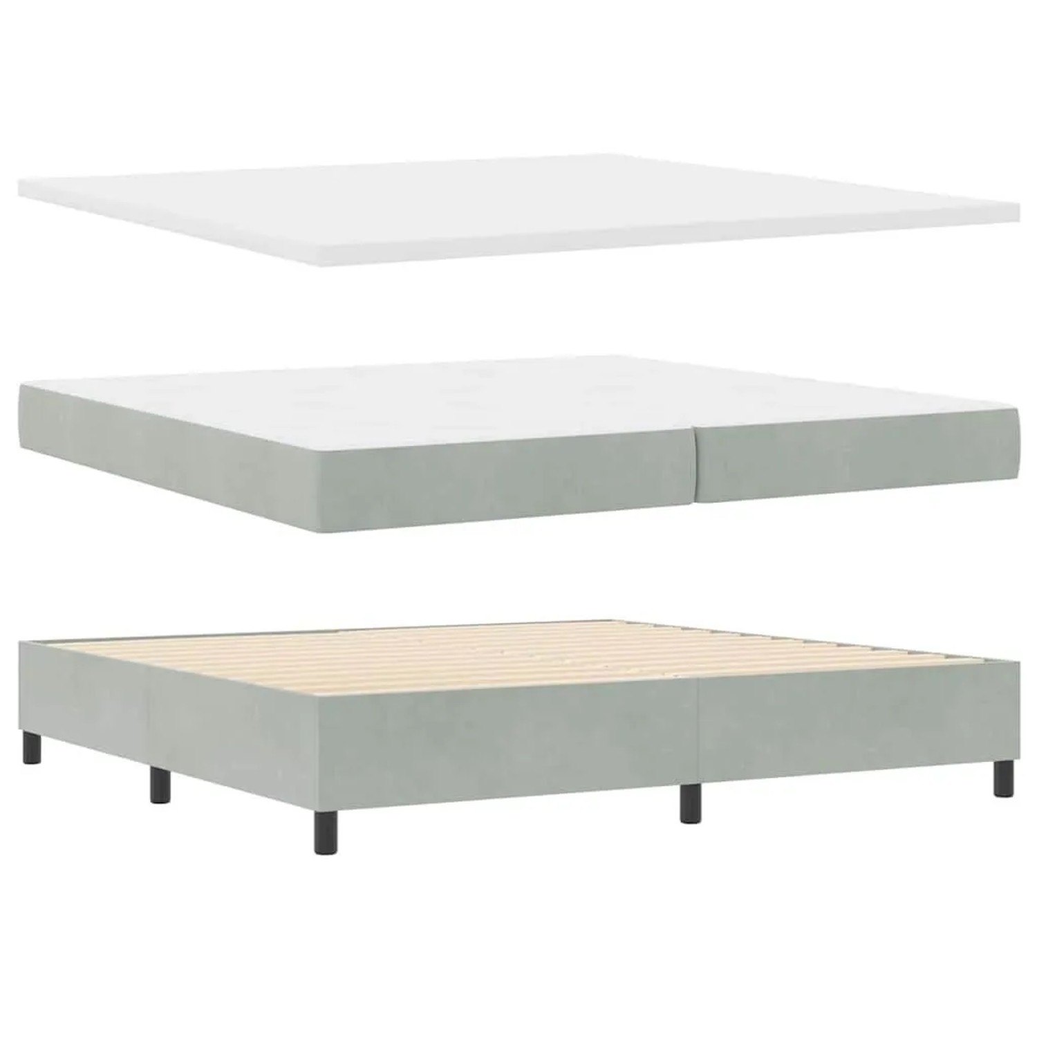 vidaXL Boxspringbett mit Matratze Hellgrau 200 x 200 cm Samt 3344600 günstig online kaufen