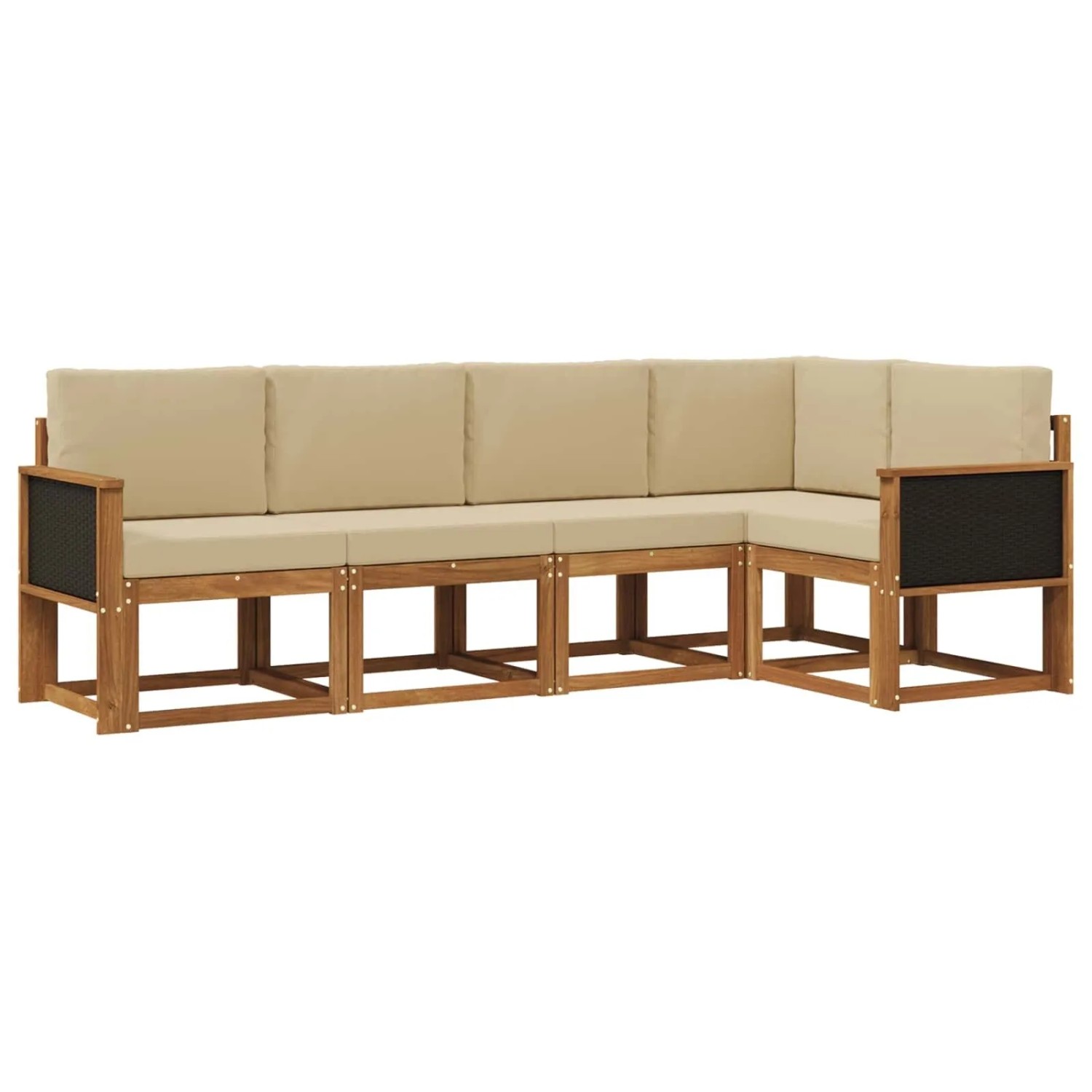 vidaXL Outdoor-Sofagarnitur mit Kissen 5 Stk Natur und Beige Polyester 3385204