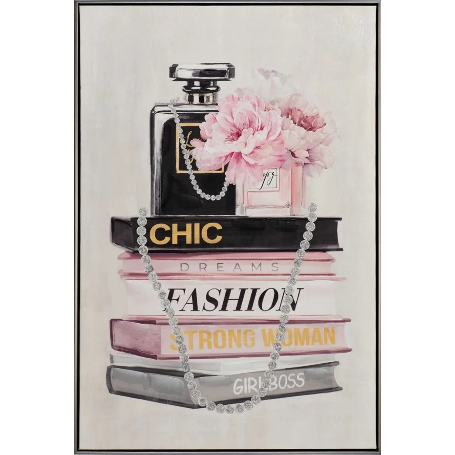 Art Universe Leinwandbild Fashionbücher mit Flacon 62 x 92 cm