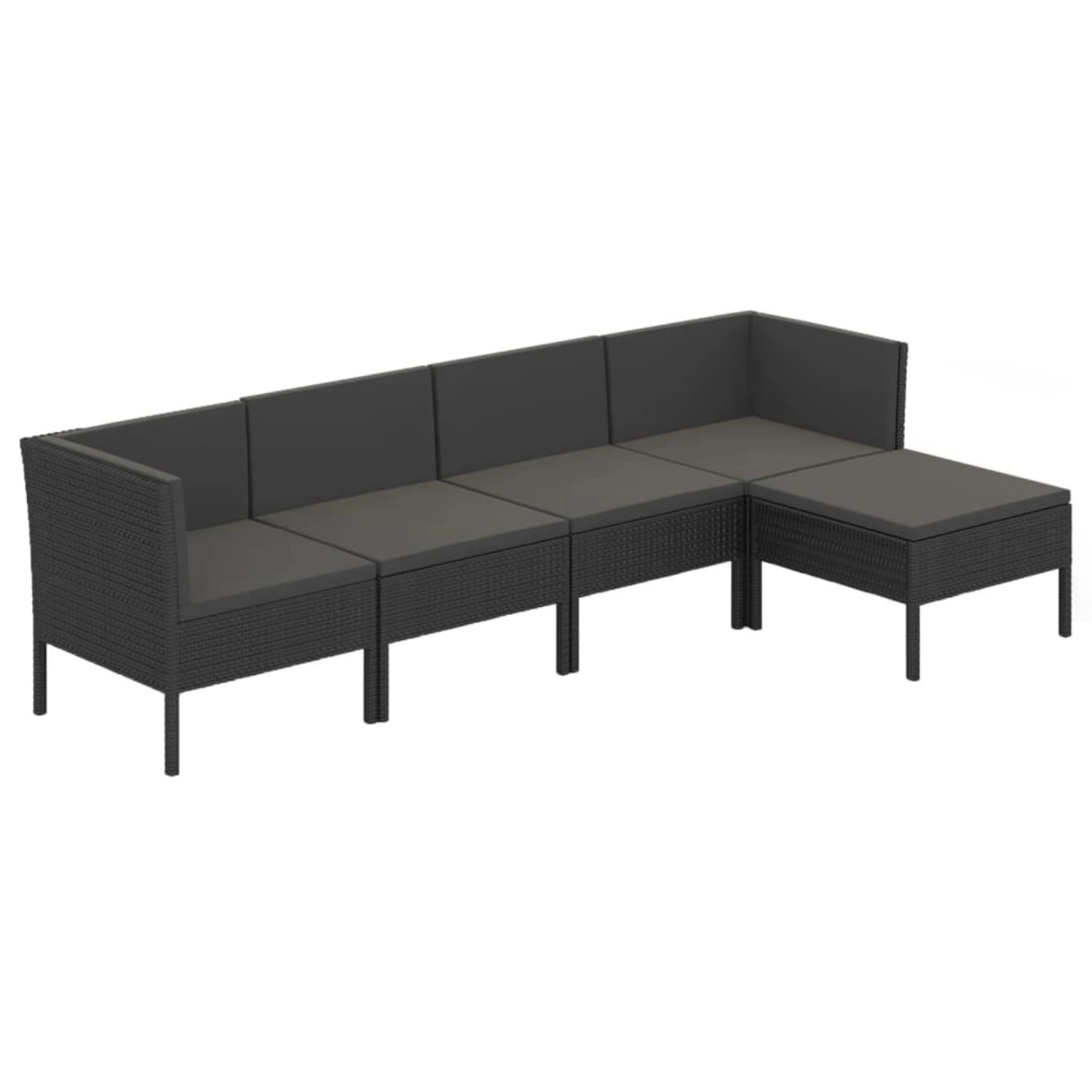 vidaXL 5-tlg Garten-Lounge-Set mit Auflagen Poly Rattan Schwarz Modell 32