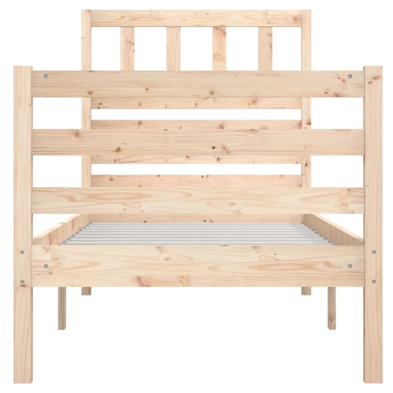 vidaXL Massivholzbett 90x200 cm aus Kiefernholz, unbehandelt. Bettrahmen mit Lattenrost.