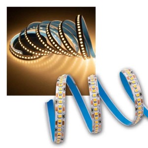 McShine LED-Stripe 5m warmweiß, leuchtend und mit blauer Klebefläche. Flexible Beleuchtung für Lampen & Leuchten.