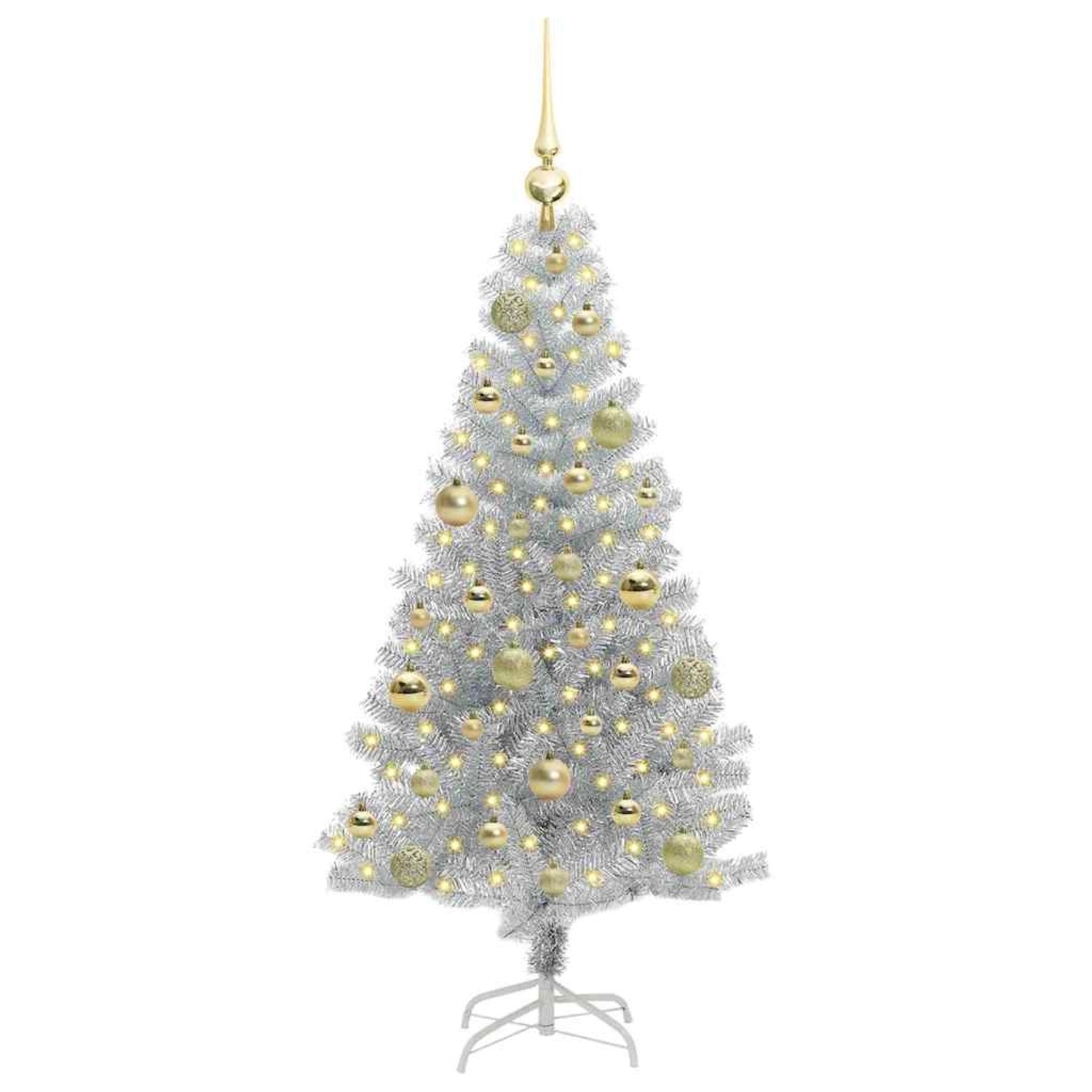 vidaXL Weihnachtsbaum mit 150 LEDs mit Ständer Silber 120 cm PET 3396656