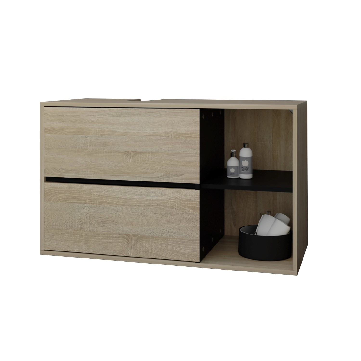 ML-Design Waschbeckenunterschrank Hängend Braun-Schwarz 100x60x45,5 cm