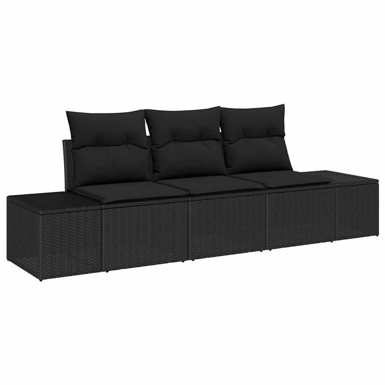 vidaXL Garten-Sofa-Set 3-Tlg Schwarz Poly Rattan 3346923 günstig online kaufen