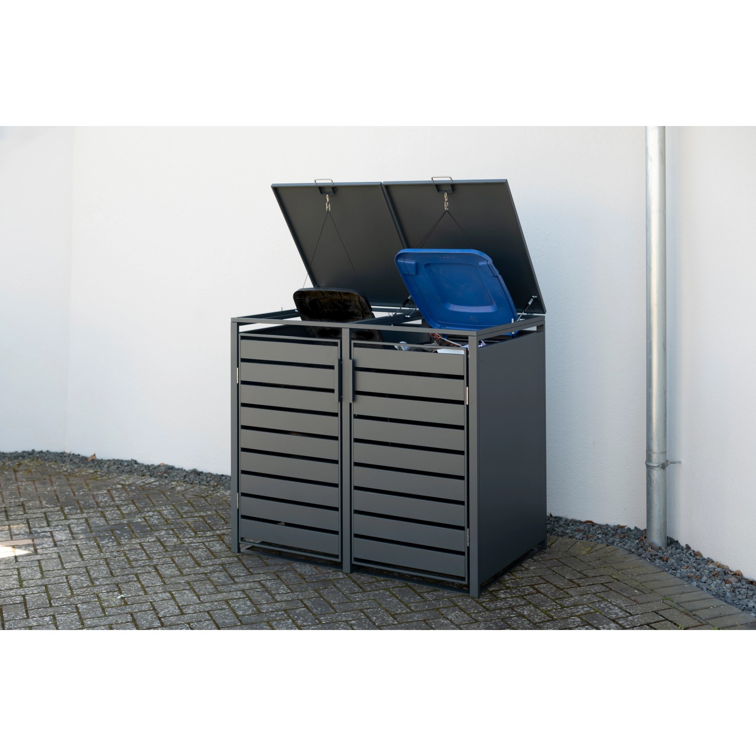 Westmann Mülltonnenbox Kubus Metall 2er Box 240 l Anthrazit 116 x 132 x