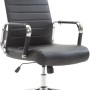 Ergonomischer, schwarzer DELUKE Bürostuhl SONOD mit Rollen und Chromgestell.