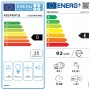 Energieeffizienzlabel der Respekta Winkelküche mit Herd, Dunstabzug, Geschirrspüler und Kühl-Gefrierkombination.