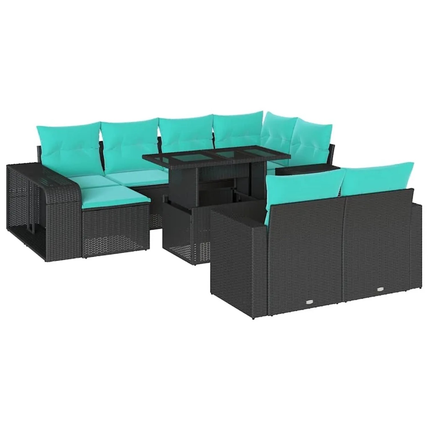 vidaXL 11-Tlg Gartensofa-Set mit Kissen Schwarz Polyrattan 3274580 günstig online kaufen