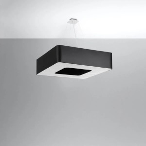 Schwarzer Sollux Lighting Kronleuchter Urano 80, quadratische Lampe für Wohnzimmer & Esszimmer.