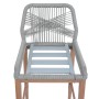 Proregal Barhocker 2er-Set, hellgraues Seilgeflecht, Holzoptik-Beine, Sitzhöhe 76cm.