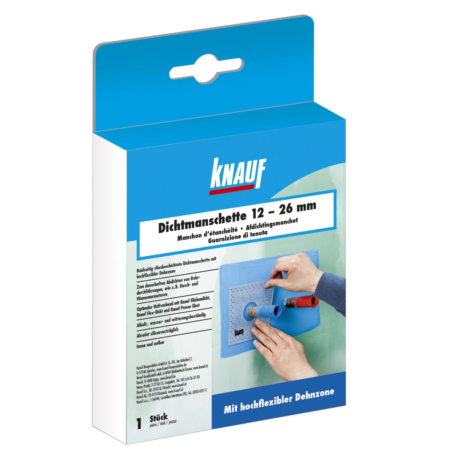 Knauf Dichtmanschette 12-26 mm, zur Abdichtung von Rohrdurchführungen im Bad.