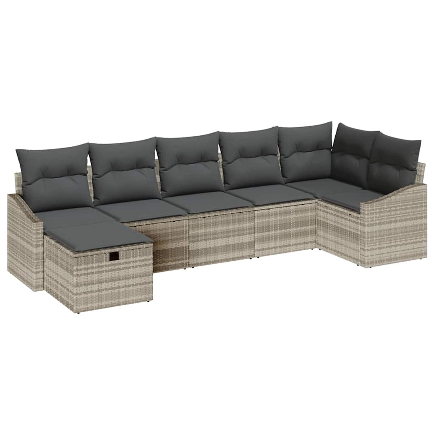 vidaXL Garten-Sofa-Set mit Kissen 7-Tlg Hellgrau Poly Rattan 3359301 günstig online kaufen