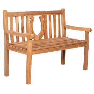 Gartenbank Hufeisen aus Teakholz, 120 cm breit, für Garten, Terrasse oder Balkon.