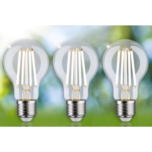Drei Paulmann E27 LED Leuchtmittel in Glühlampenform, 4W, warmweißes Licht.