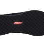 Schwarze Skechers Damen Arbeitsschuh-Laufsohle mit rutschhemmendem Profil und rotem Slip Resistant Logo für sicheren Halt.