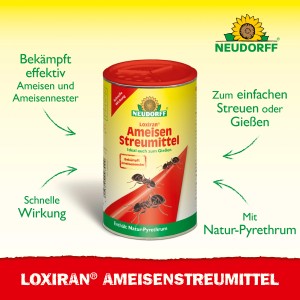 Dose Neudorff Loxiran Ameisen Streumittel 250g zur Ameisenbekämpfung durch Streuen oder Gießen.