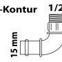 Kirchhoff RG-Winkel 90° mit Muffe, 15 mm x 21 mm (1/2 AG), für Pressfittings.