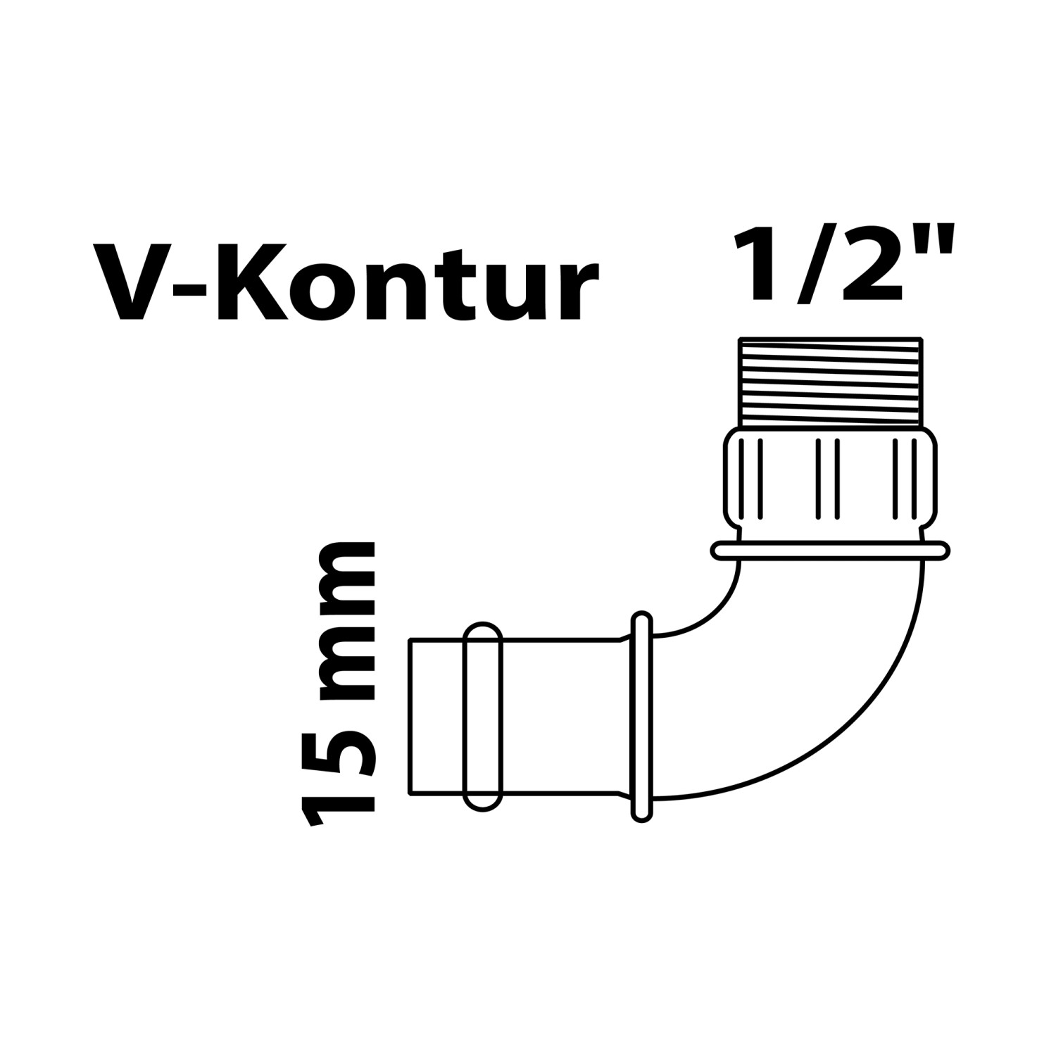 Kirchhoff RG-Winkel 90° mit Muffe, 15 mm x 21 mm (1/2 AG), für Pressfittings.