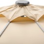 Detailaufnahme: Naturfarbener Schneider Marktschirm Ø 350 cm mit Kurbelmechanik.