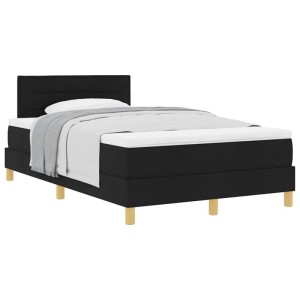 vidaXL Boxspringbett mit Matratze Schwarz 120 x 200 cm Stoff 3338834