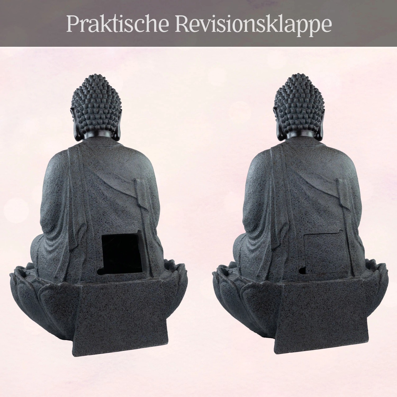 Intergarden Wasserspiel Zimmerbrunnen Groß Buddha 83cm mit Beleuchtung_7