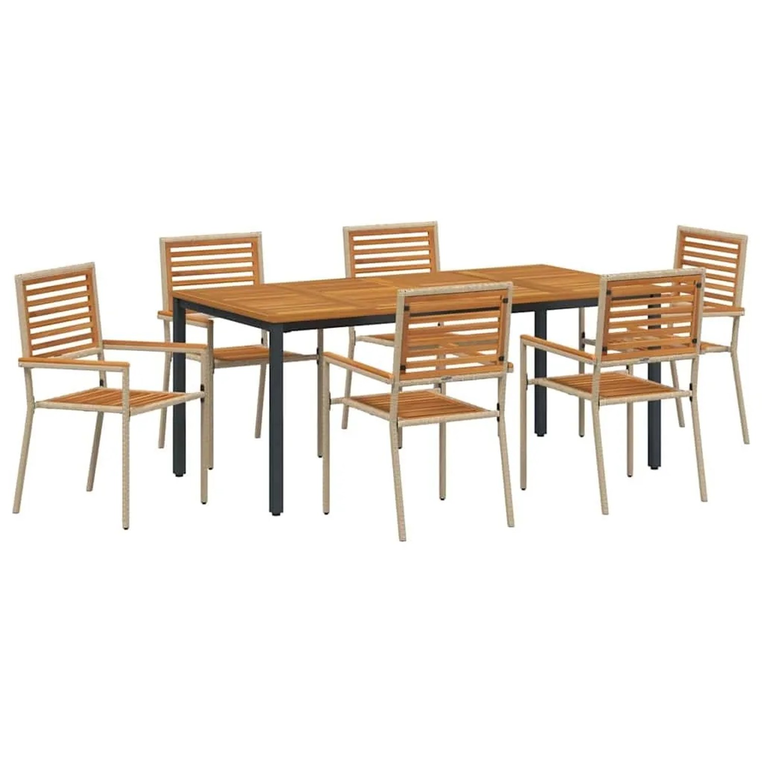 vidaXL Garten Essgruppe 7-Tlg Beige Poly-Rattan 3365504 günstig online kaufen