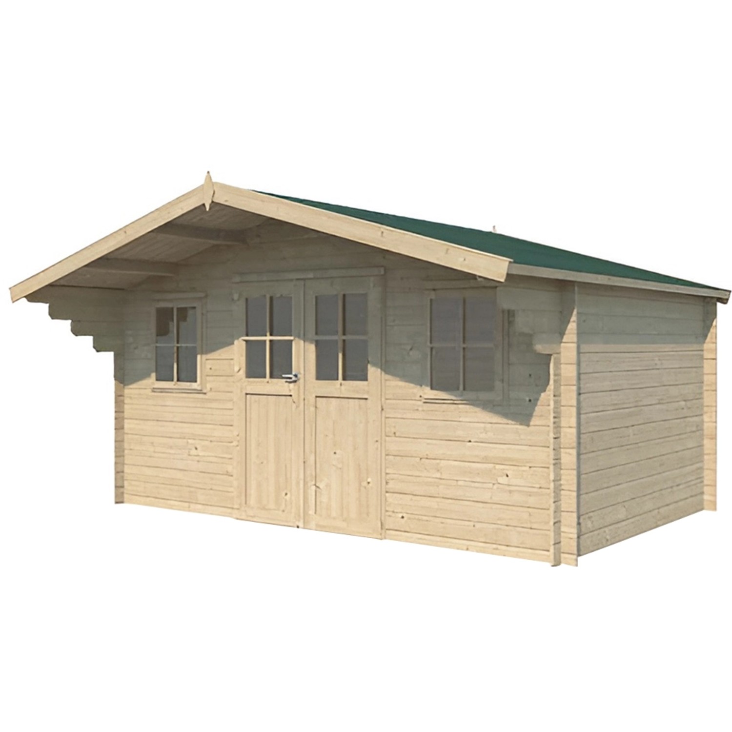 Alpholz Gartenhaus/Gerätehaus Saskatoon Satteldach 465 cm x 391 cm Natur