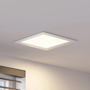 Quadratischer PRIOS LED Einbaustrahler Helina in Alu für Bad und Feuchträume.