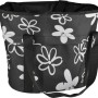 Fischer Lenker-Einkaufskorb Textil, schwarz mit weißen Blumen, für Fahrräder.