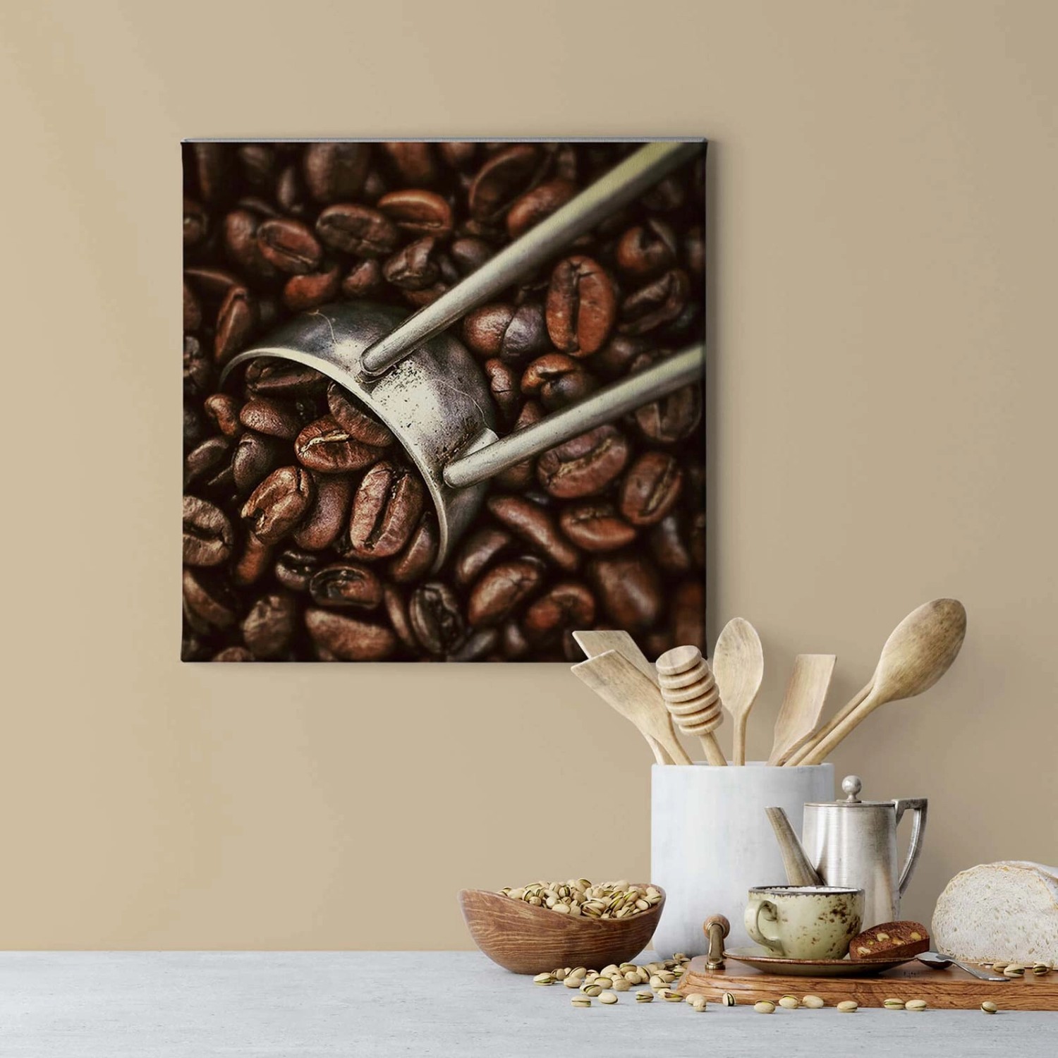 Bricoflor Leinwandbild Mit Kaffee Motiv Wand Deko Bild Mit Kaffeebohnen Ide günstig online kaufen