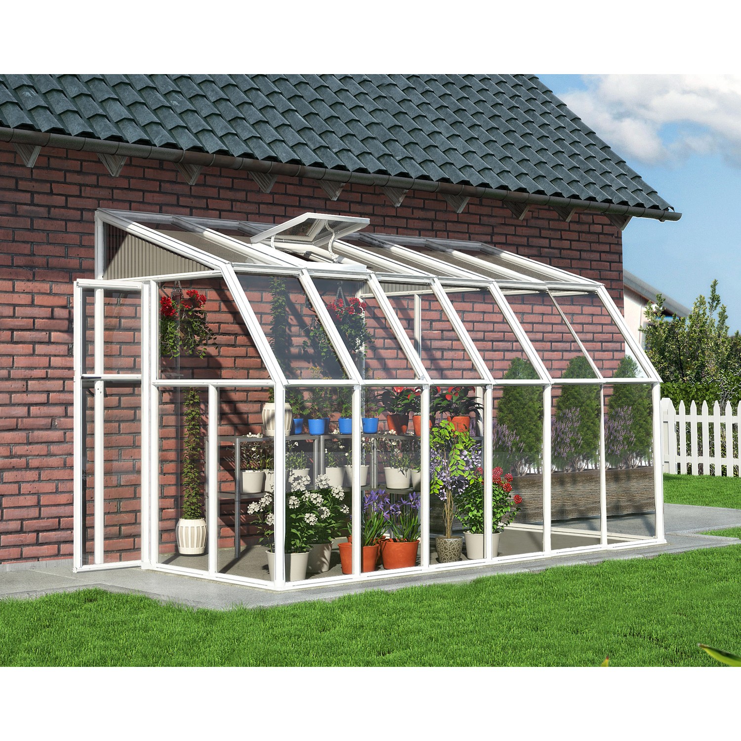 Palram - Canopia Gewächshaus Sun Room 386 cm x 201 cm Weiß günstig online kaufen