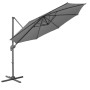 Grauer Svita Ampelschirm aus Aluminium für Garten und Terrasse, schwenkbar und drehbar.