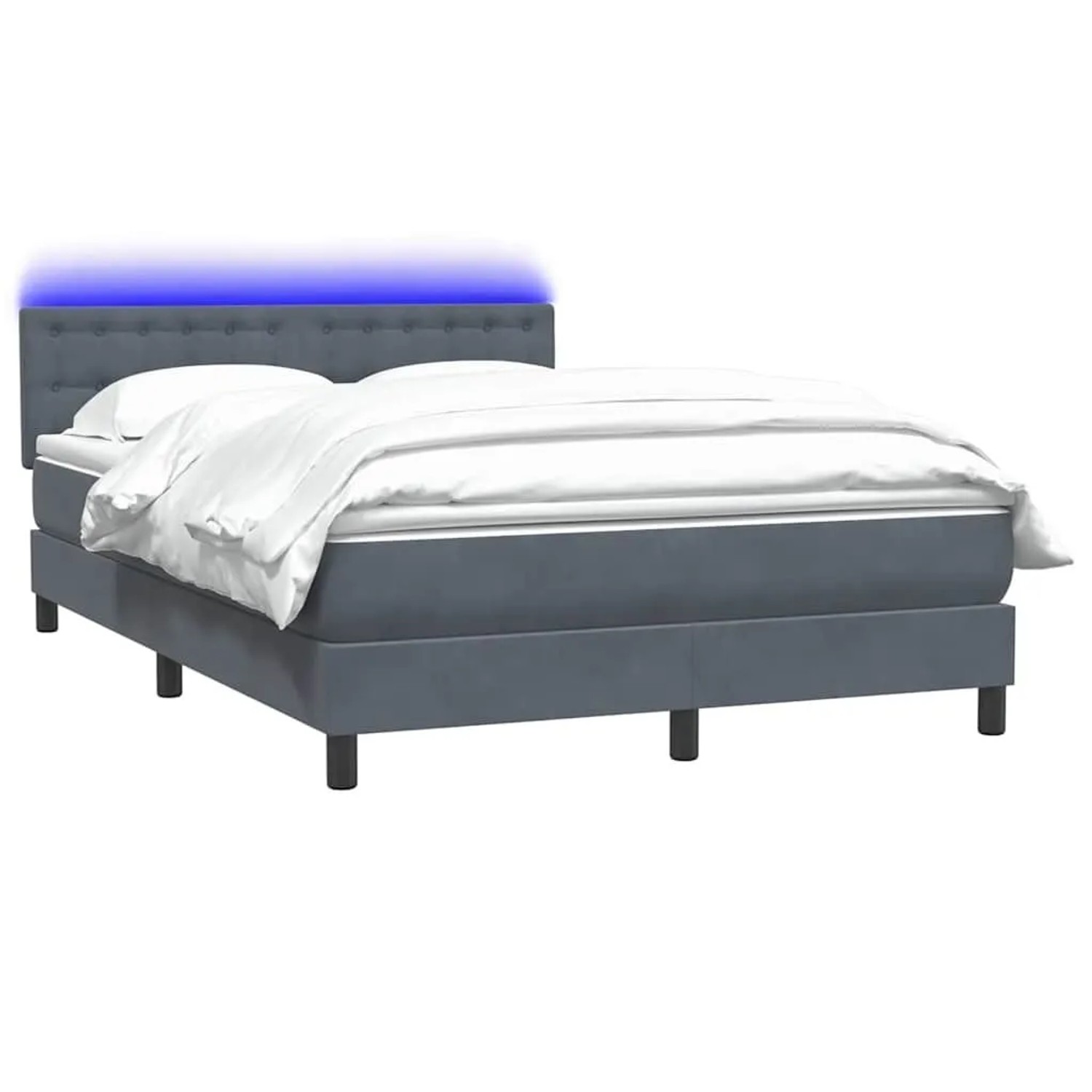 vidaXL Boxspringbett mit Matratze & LED Dunkelgrau 140x220 cm Samt 3317314 günstig online kaufen