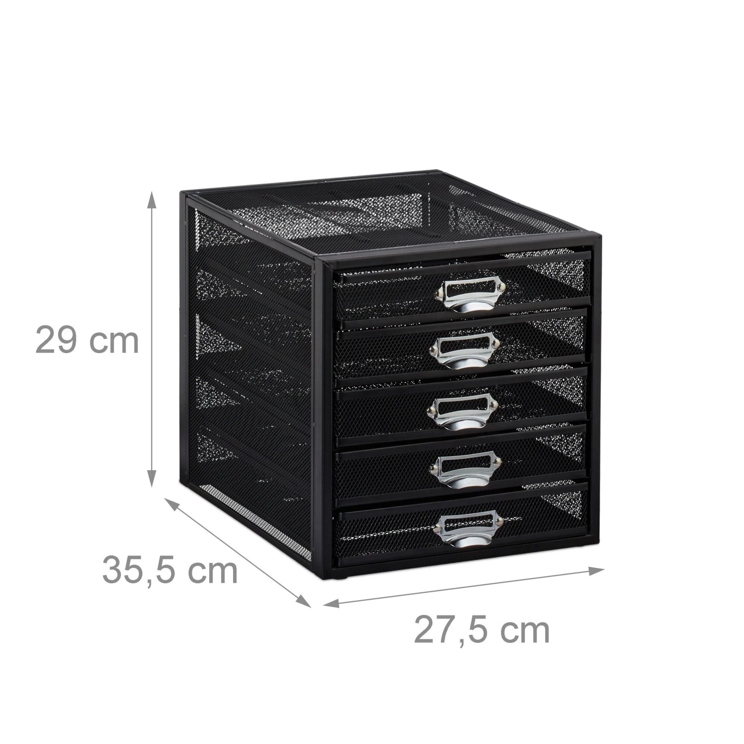 Relaxdays Schubladenbox A4 Stahl Schwarz Rutschfest Beschriftbar 29 cm x 27,5 cm x 35,5 cm 3,8 kg_4