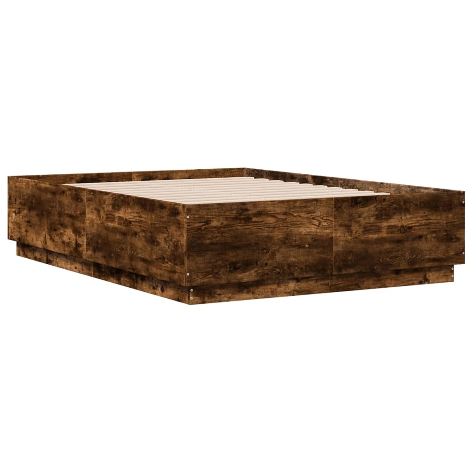 vidaXL Bettgestell mit LED Räuchereiche 140x190 cm Holzwerkstoff 3209643 günstig online kaufen