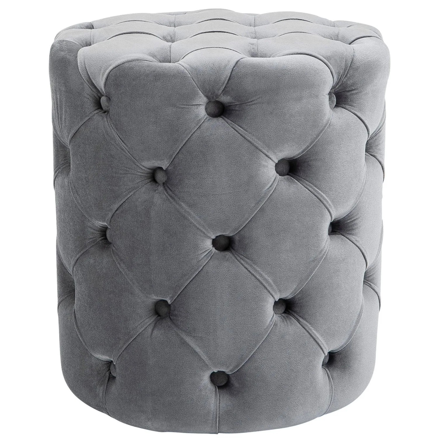 DELUKE Sitzhocker BADOR Samt Grau 42x42x46cm Hocker Schlafzimmer Polsterhocker Wohnzimmer Sitzbank Esszimmer