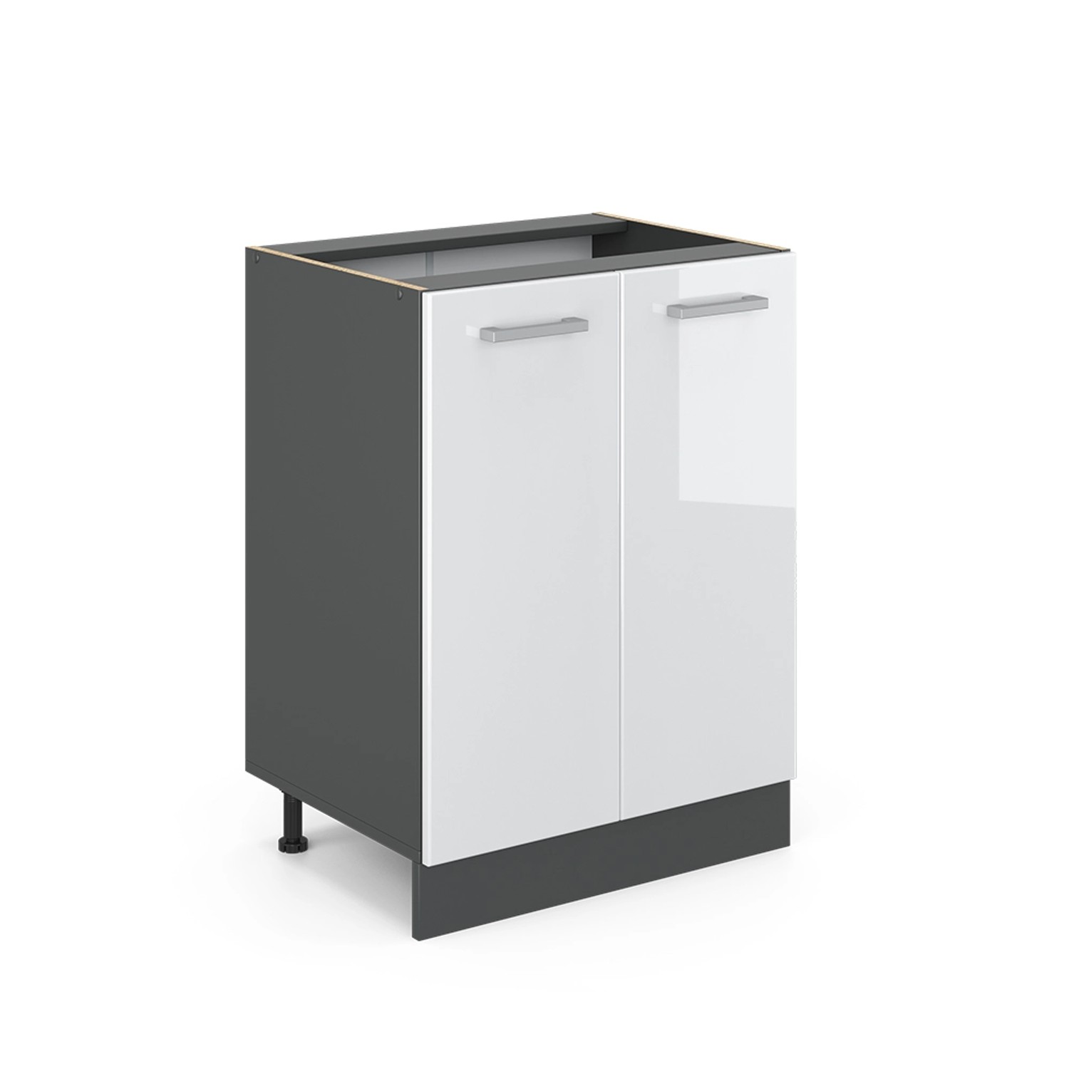 Vicco Küchenunterschrank R-Line Weiß Hochglanz/Anthrazit 60 cm ohne Arbeitsplatte