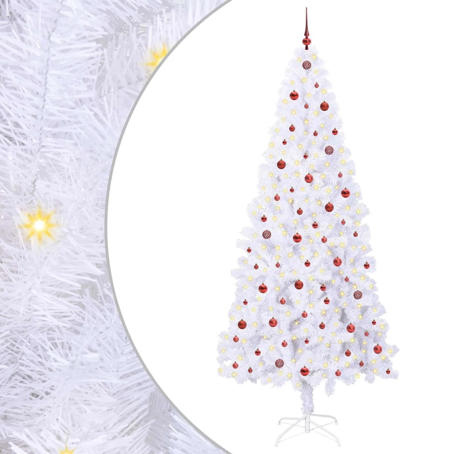 vidaXL Künstlicher Weihnachtsbaum Weiß 240 cm PVC und Stahl 3426675