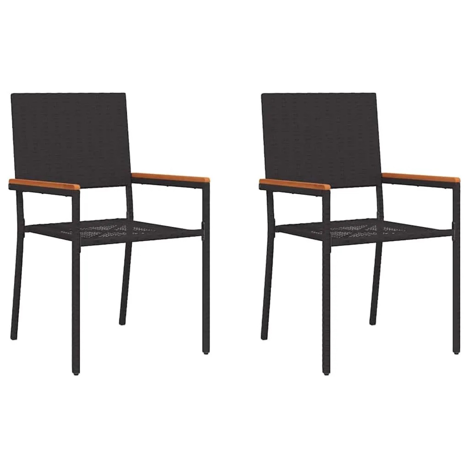 vidaXL Garten Stapelstühle 2 Stk Schwarz und Braun 42006825