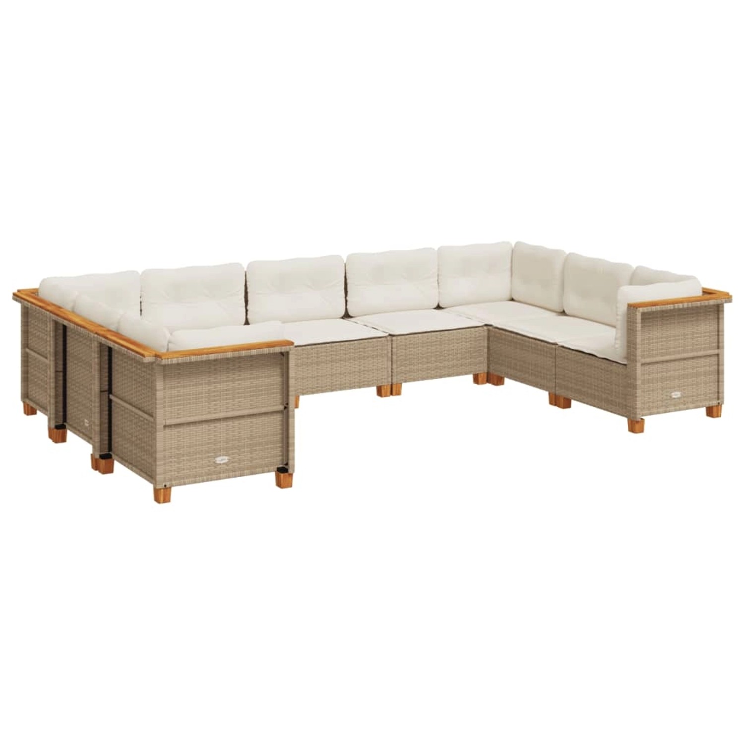 vidaXL 9-Tlg Garten-Sofagarnitur mit Kissen Beige Poly Rattan 3261979 günstig online kaufen