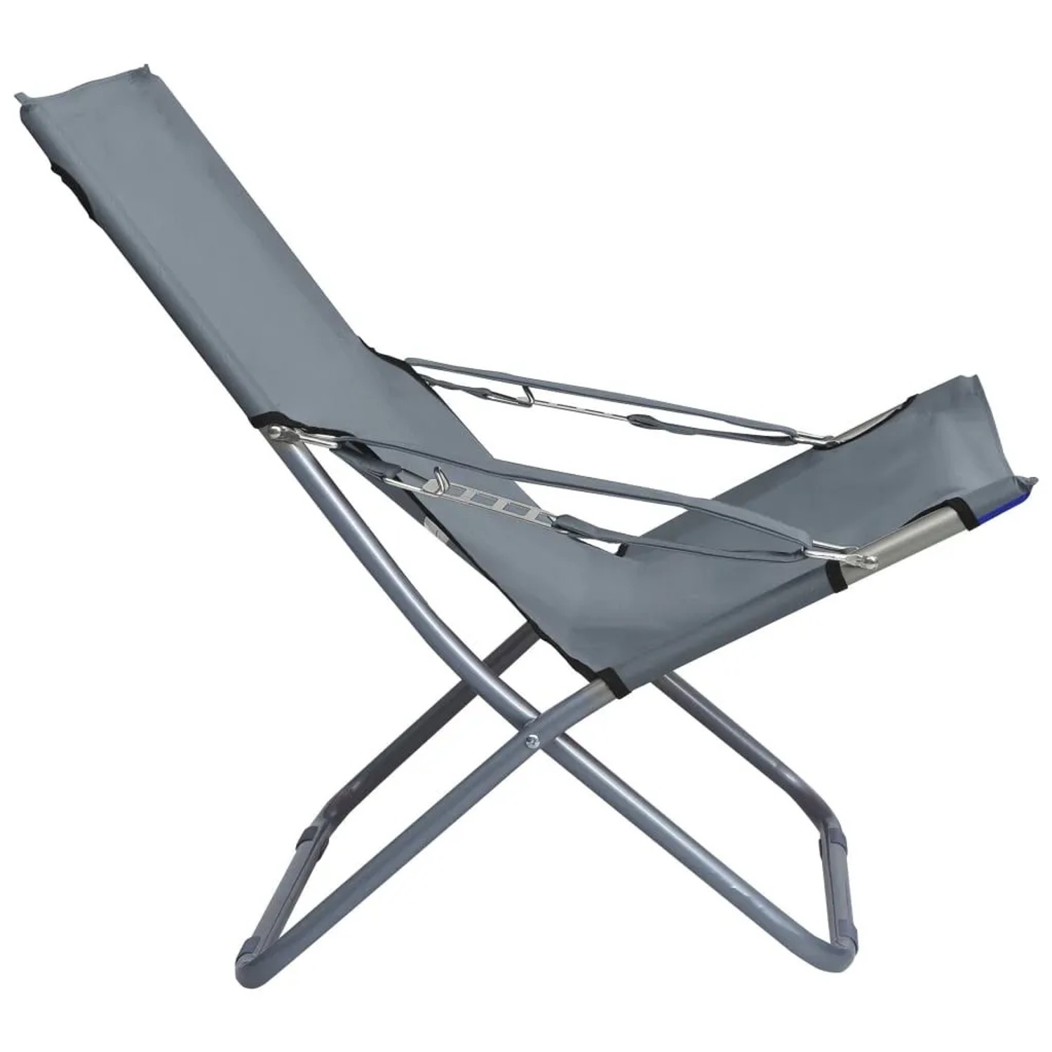 Grauer Furnicato Klapp-Strandstuhl, verstellbare Rückenlehne, ideal für Garten, Camping und Strand.