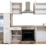 Respekta Küchenzeile KB300ESWC, 300 cm, Weiß und Eiche Sägerau Nachbildung, mit E-Geräten.