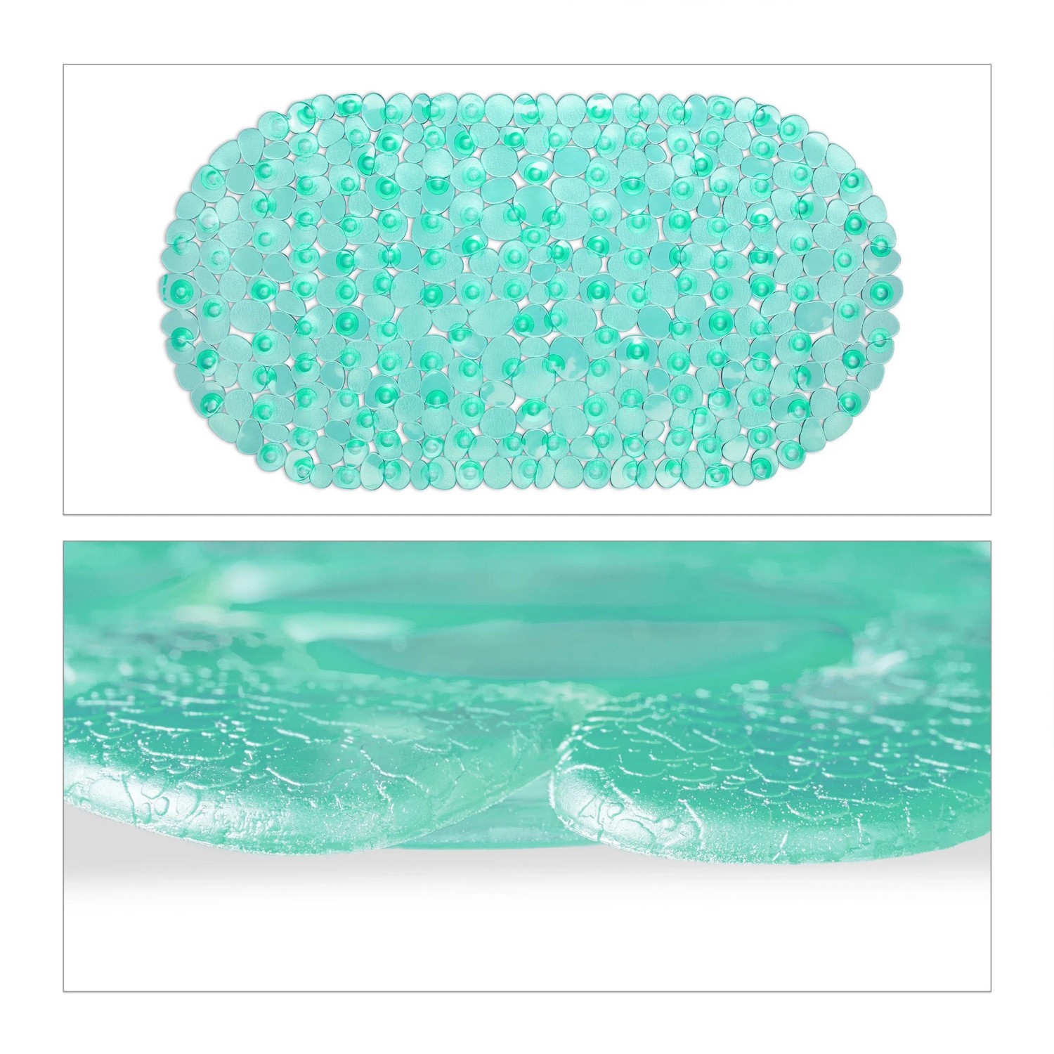 Relaxdays Badewannenmatte Steinoptik PVC Grün Rutschfest 68 cm x 35,5 cm 500 g
