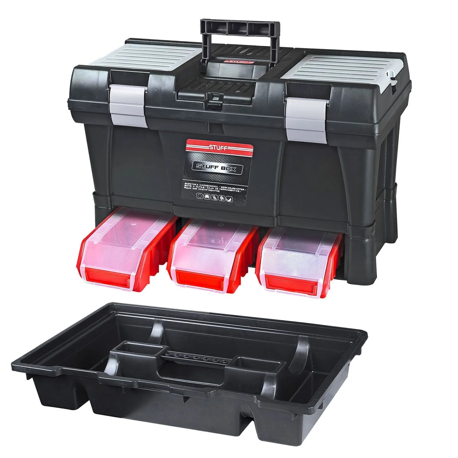 PROREGAL Werkzeugkoffer Pro HxBxT 32,5x52,5x25,5cm Polypropylen Schwarz/Rot