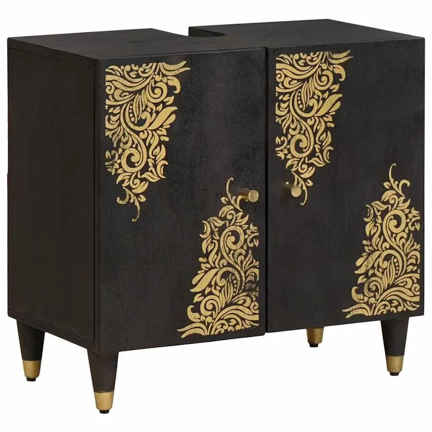 vidaXL Waschbeckenunterschrank mit Speicher Schwarz 62 x 33 x 58 cm 4018827