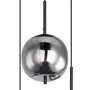 Moderne, 3-flammige Globo Pendelleuchte Blacky mit rauchfarbenen Lampenschirmen aus Metall.