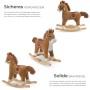 Tectake Schaukelpferd  Hochwertiges Design  Mit 2 Soundeffekten Solides Stahlgestell  Weicher Plüschbezug  65 x 31 x 61 cm Braun_3