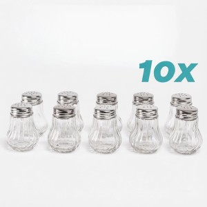 Relaxdays Salz und Pfefferstreuer 10er Set Glas Transparent Silber Spülmaschinengeeignet 6,5 cm x 5 cm