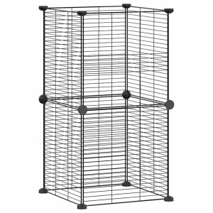 Schwarzer vidaXL Haustierkäfig, 8-teilig, aus Stahl. Nagerstall für Kleintiere.
